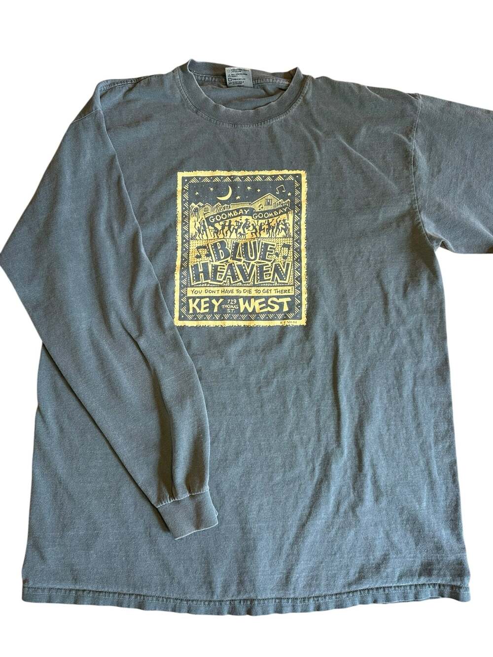 Comfort Colors Blue Heaven Key West Goombay Long Sleeve Shirt Size L